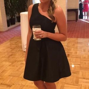 One shoulder black cocktail dress